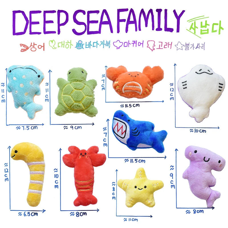 2025 New Cartoon Marine Animal Plush Toy Mini Dog Toy Cute Creative Voice Activated Starfish Turtle Crab Pet Toy Pet Supplies