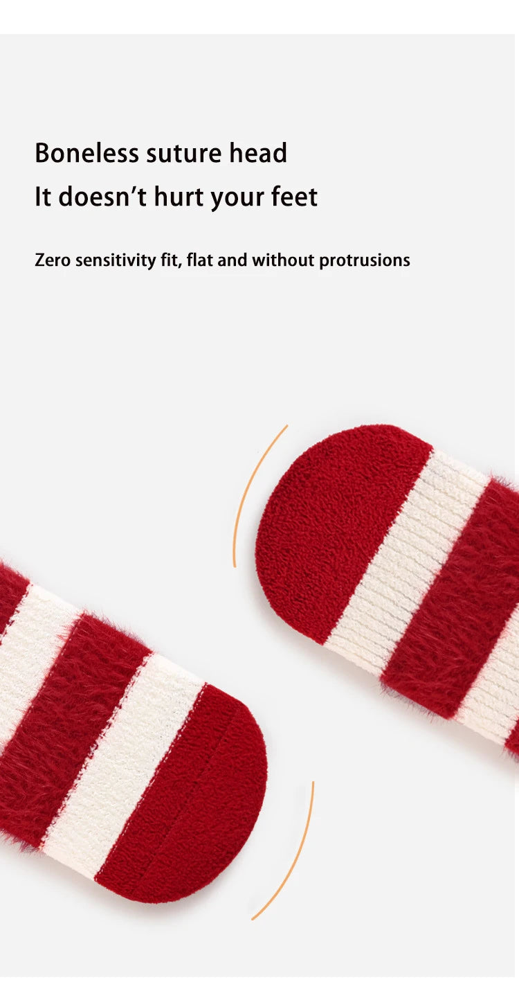 Red New Year Socks Newborn Baby Kids Soft Solid Thickened Velvet Toddler Mid Socks Girls Infant Boys Cute Boneless Socks 0-12Y