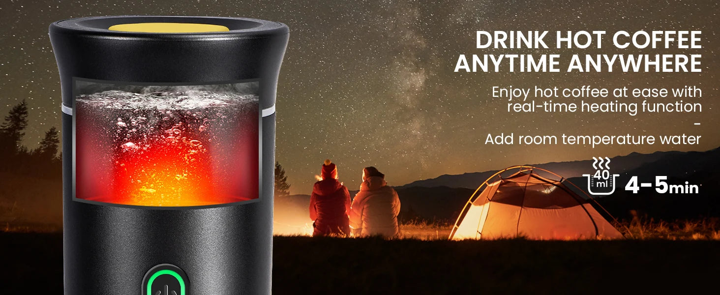 Wireless Electric Portable Espresso Coffee Machine for Car & Home Camping Coffee Maker 3-in-1 Capsule Powder Travel Coffee Maker