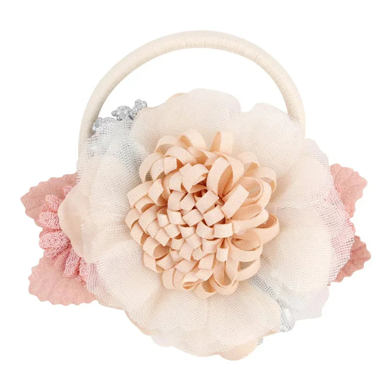Bandes de cheveux élastiques à fleurs pour filles