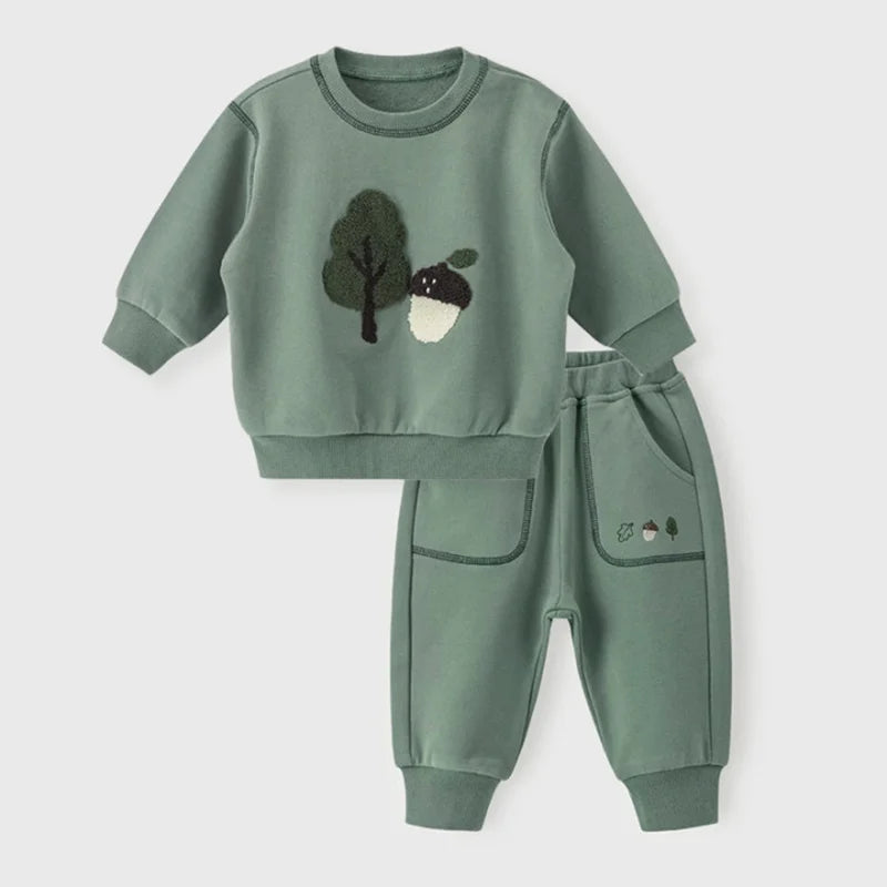 New Spring Autumn Baby Suits Cute Embroidered Sweatshirt + Pant 2Pcs Toddler Boy Girl Clothing