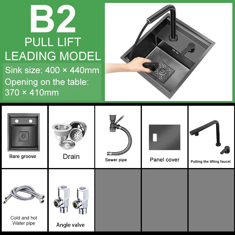 Hidden Sinks Stainless Steel Kitchen Sink Bar Small Single Slot With Lid Wash Basin Balcony Garden Campervan