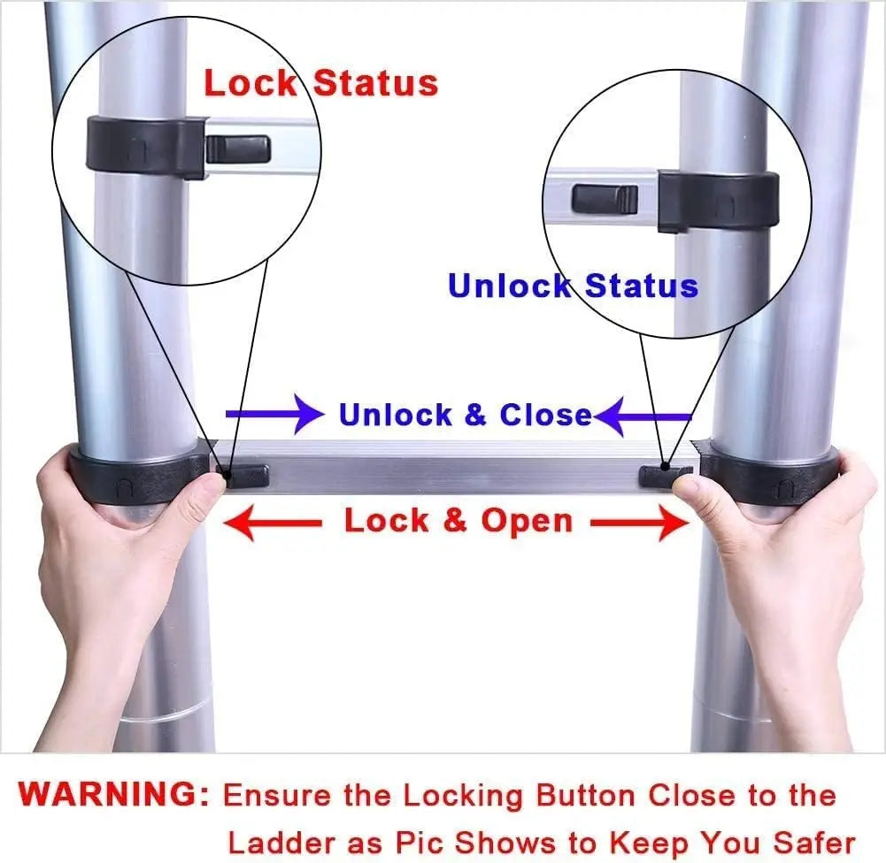 Telescopic Ladder 6.2m with Detachable Hooks & Extendable Steps, Folding Tall Loft Ladder with Non-Slip Feet Collapsible Ladder