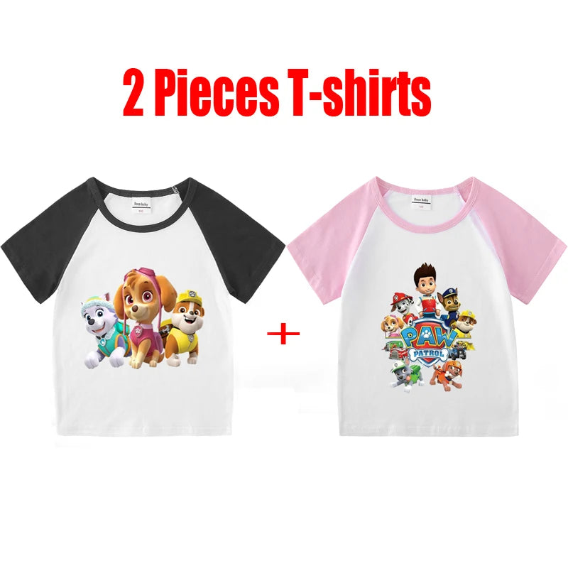 Children's PAW Patrol T-Shirt Kids Clothes Boys Girls Summer Cartoon Tops Short Sleeve Clothes 100% Cotton Baby Clothing