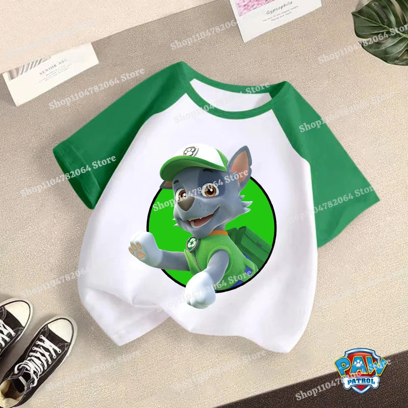 PAW Patrol T-shirt Children Clothing Chase Skye Cartoon Anime Short Sleeve Boy Girl Kawaii Fashion Tee Cute Kid Home Clothes Top