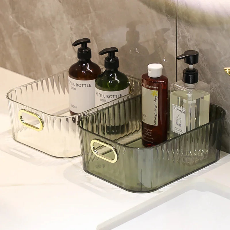 Cosmetics Box Desktop Storage Drawer Stackable Storage Box with Handle Makeup Organizers Basket Poatable Sundries Acrylic Rack