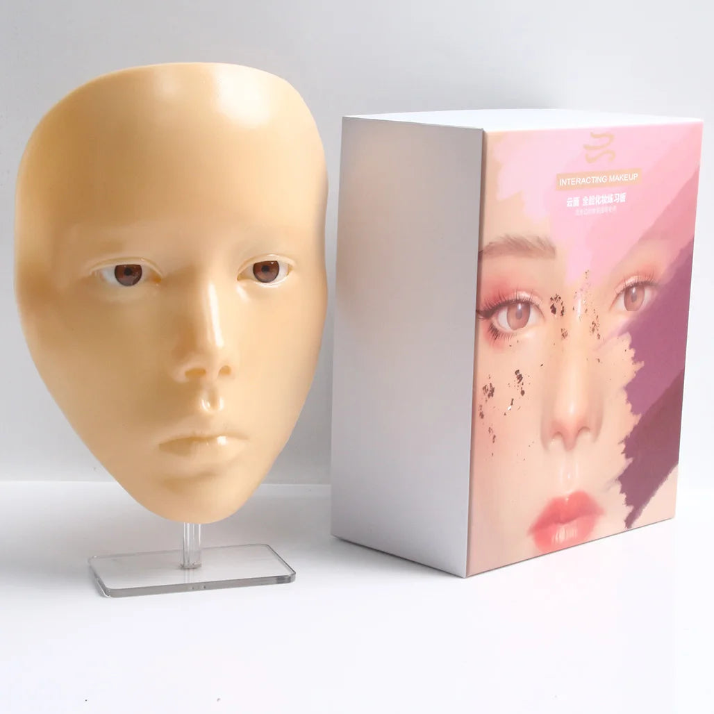 1 ensemble de maquillage 5D Masque de pratique Mannequin Silicone Cosmetic Board Pad Peau Yeux Visage Solution Maquillage pour fournitures d’entraînement réutilisables