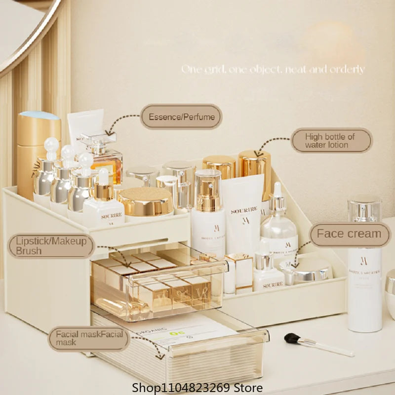 Boite de rangement de bureau, boîte de maquillage de style tiroir transparent