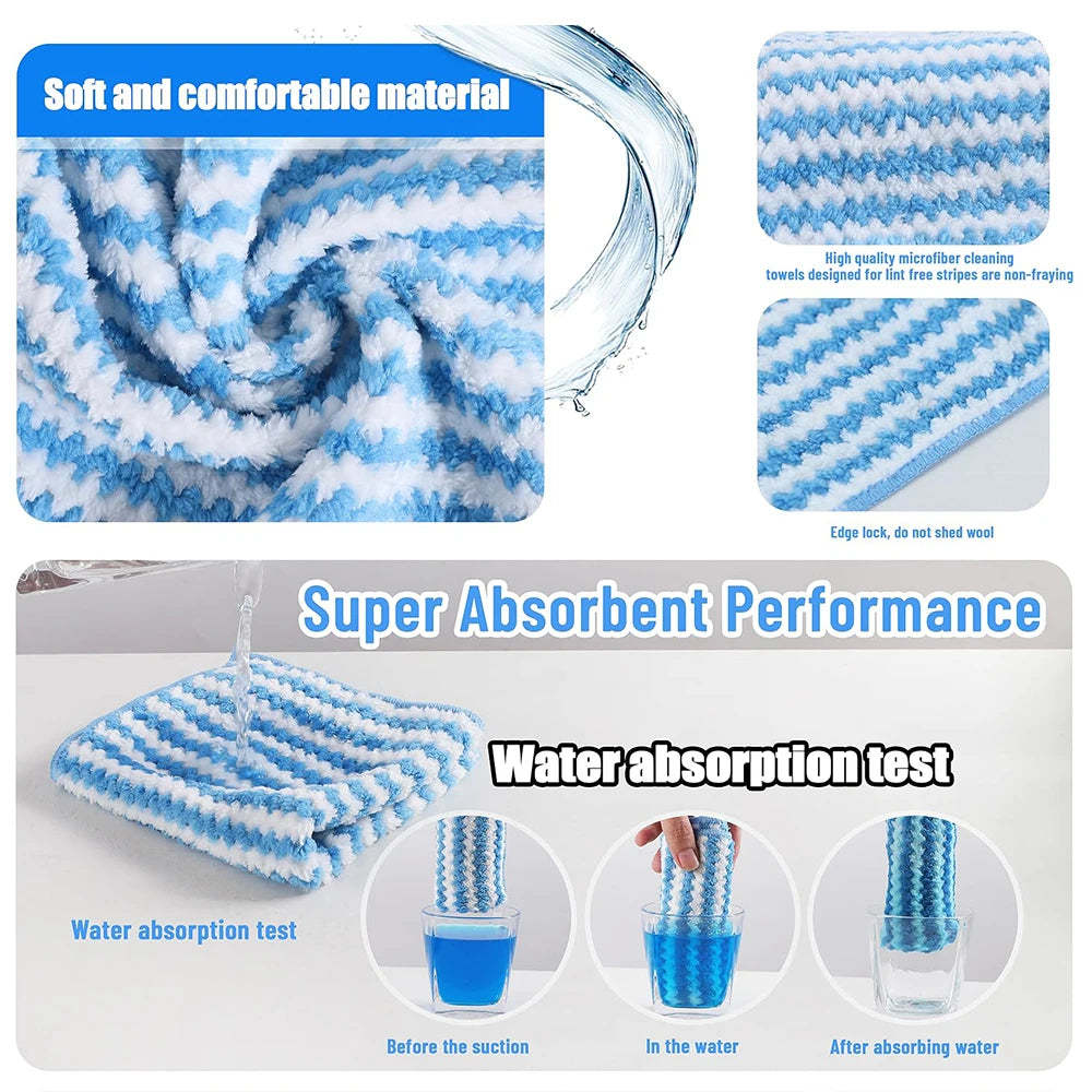 Microfiber Cleaning Cloth Velvet Thickened Dishcloths High Absorbent Scouring Kitchen Washing Dish Rags Household Wipe Towels