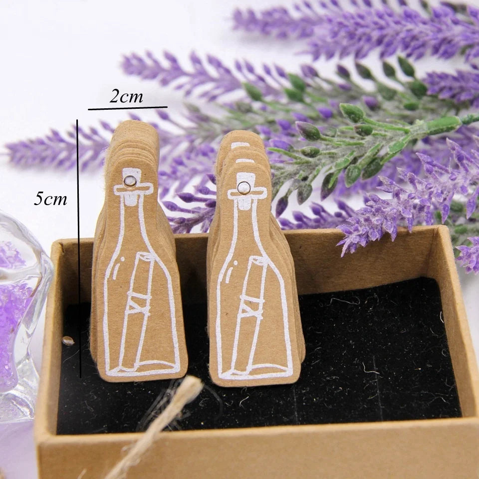 50PCS Christmas Kraft Paper Tags Handmade/Thank You DIY Crafts Hanging Tag With Rope for Christmas Gift Wrapping Supplies Favors