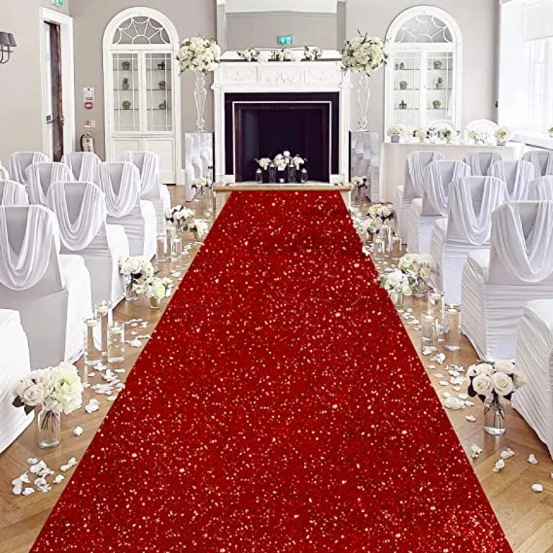 Sparkling Red Long Striped Carpet, Wedding Christmas Thanksgiving Outdoor Runway Long Carpet, Romantic Wedding Hallway Carpet