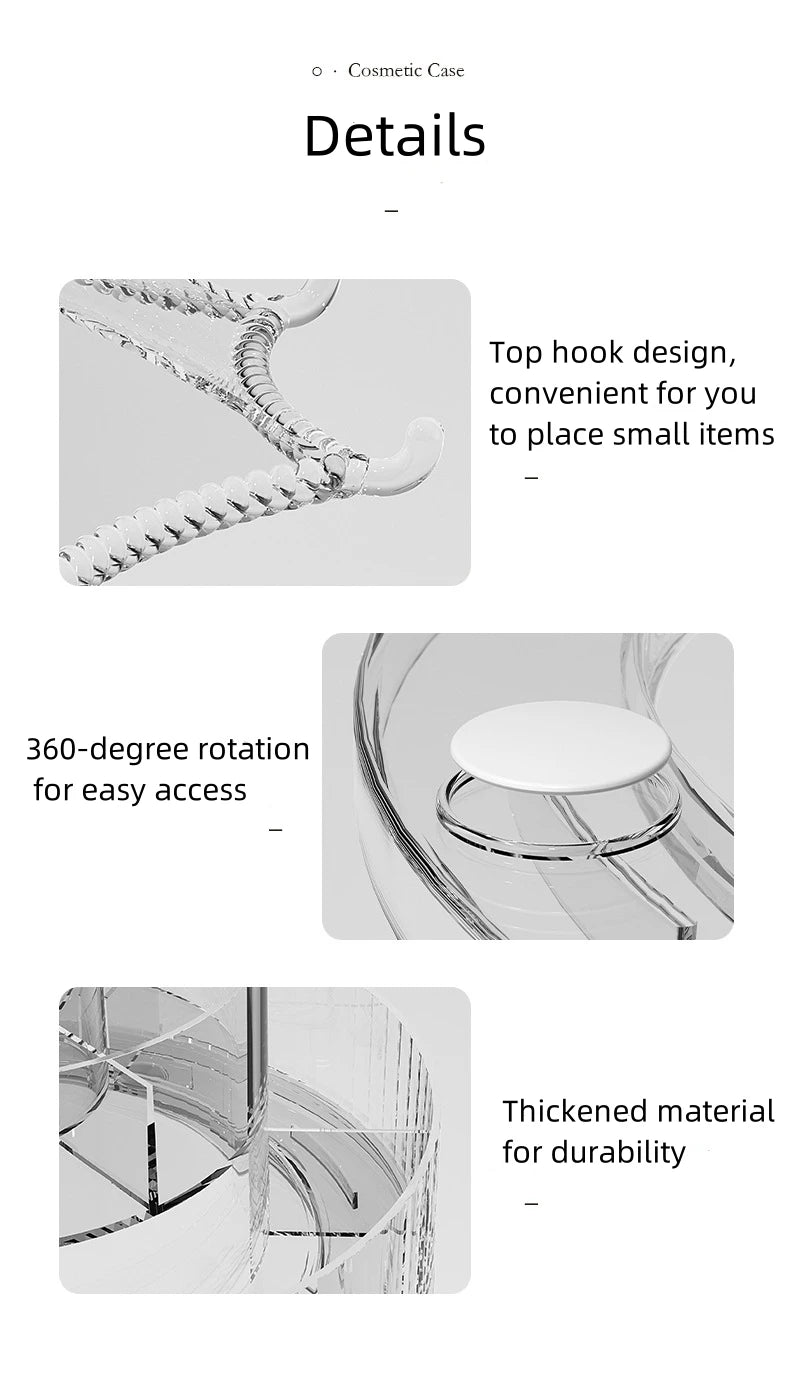 New Rotatable Cosmetic Organizer Storage Box Acrylic Transparent Skin Care and Make Up Desktop Organizers Cosmetic Storage