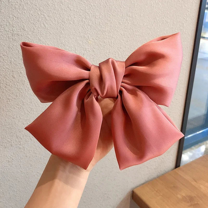 Grands nœuds de soie Bandes de cheveux élastiques Cravées grandes bandes de caoutchouc solides Chouchous Pinces à cheveux pour femmes Filles Barrettes Accessoires pour cheveux