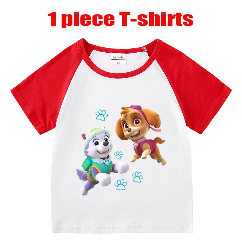 Children's PAW Patrol T-Shirt Kids Clothes Boys Girls Summer Cartoon Tops Short Sleeve Clothes 100% Cotton Baby Clothing