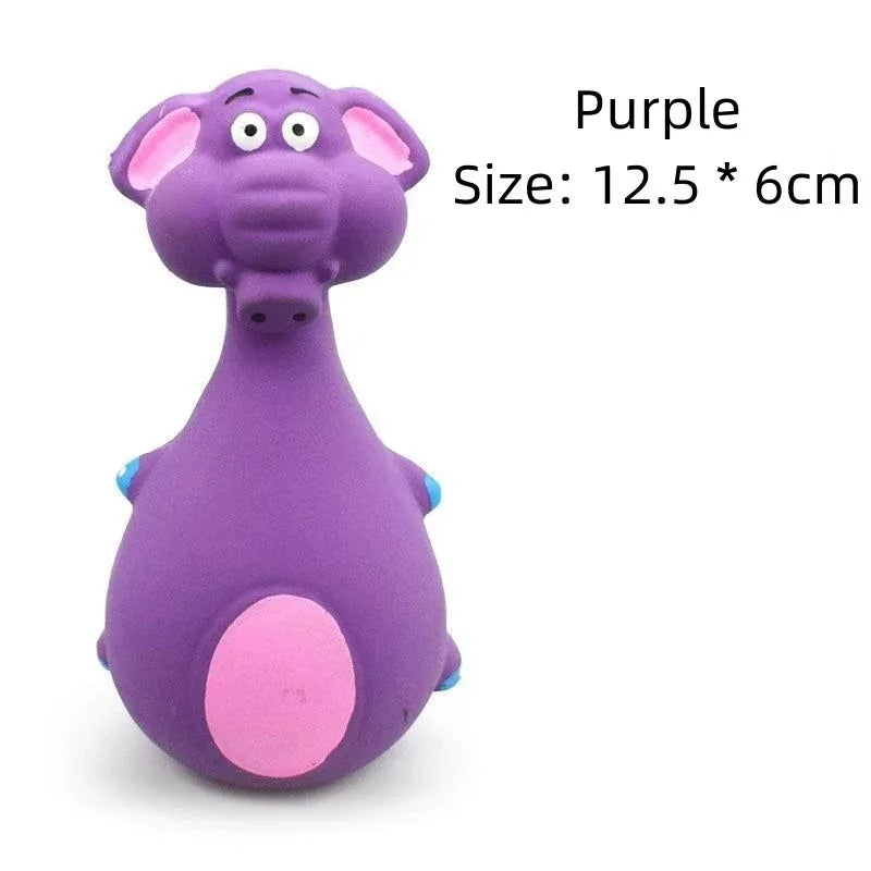 1 Piece Fat Bellied Cartoon Fun Bite Resistant Latex Sound Dog Toy Purple Elephant White Cow Brown Optional Pet Products