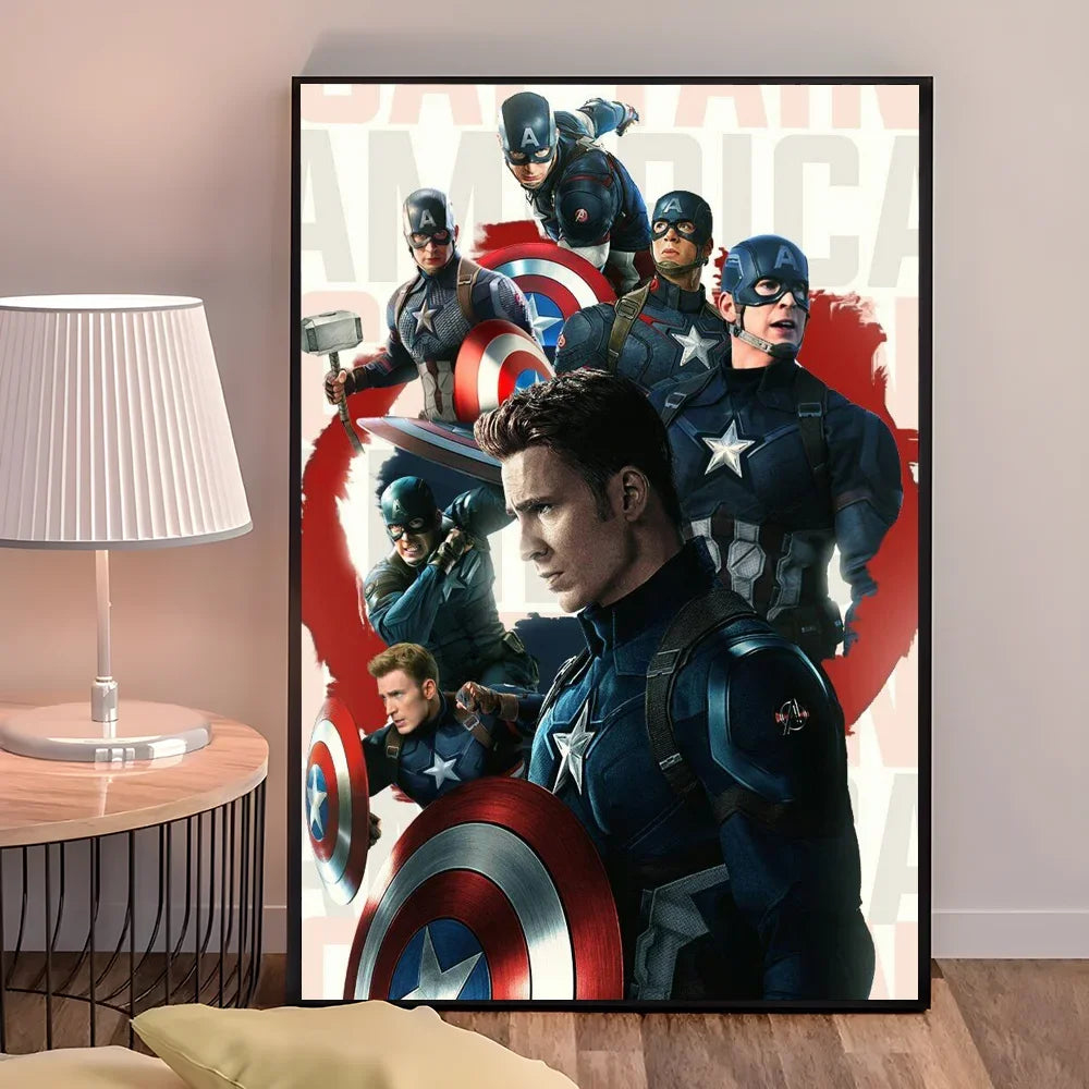 Marvel Movie Captain America Wall Art Posters Retro Style Modern Home Decor Canvas Painting Picture Prints Artwork Mural Print