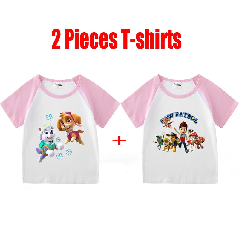 Children's PAW Patrol T-Shirt Kids Clothes Boys Girls Summer Cartoon Tops Short Sleeve Clothes 100% Cotton Baby Clothing
