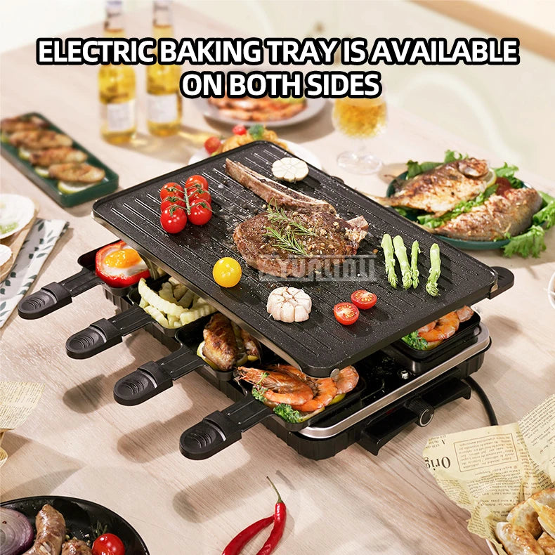 Double Layers Grill Household Electric Griddle Smokeless Non-stick Barbecue Pan Multifunctional Baking Pan