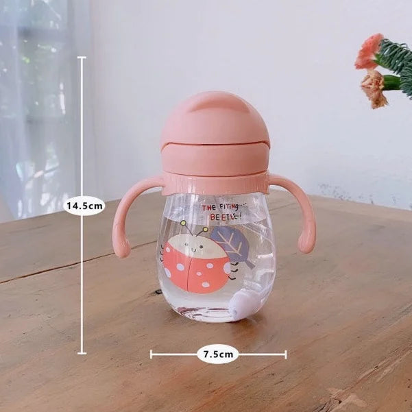 350/250ml baby straw cup cute cartoon anti-choking water cup kindergarten children gravity ball water cup gift