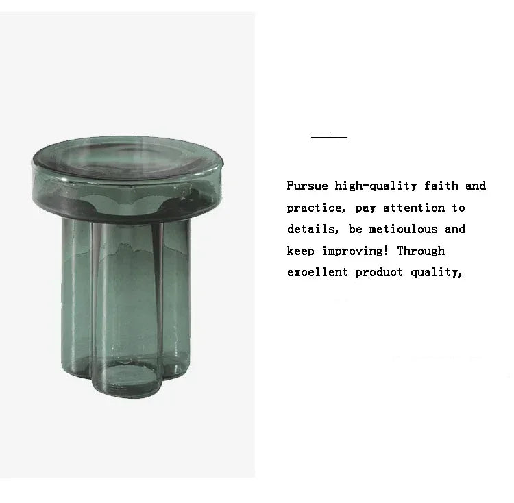 Verre Transparent café moderne rond chevet nordique pétale côté salon meubles créatifs Table ronde