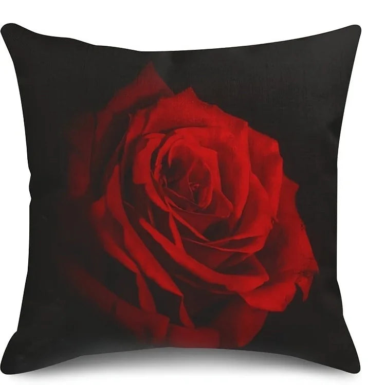 Home Decor Red Roses: Intense Floral Pillow Covers Pattern Cushion Cover Suitable For Sofa Bedroom Car Pillow Cover
