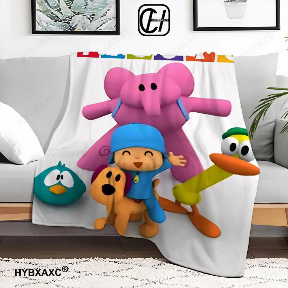 Plush Dolls P-POCOYO  Throw  Blanket Aesthetic Art Flannel Blanket Portable Home Travel Camping Sofa Picnic Thickening Flannel B