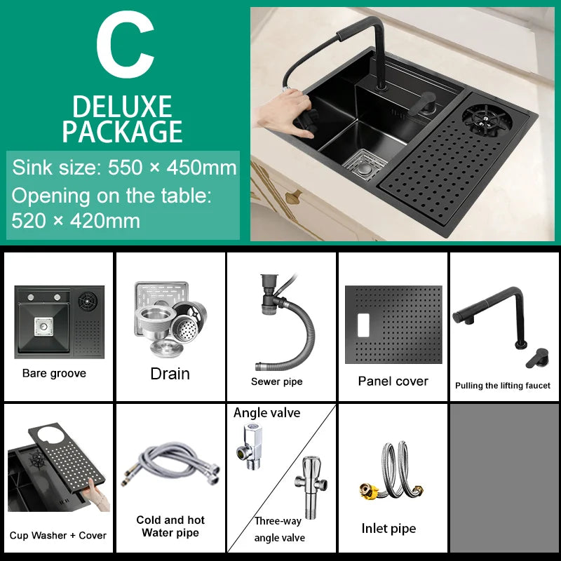 Hidden Sinks Stainless Steel Kitchen Sink Bar Small Single Slot With Lid Wash Basin Balcony Garden Campervan