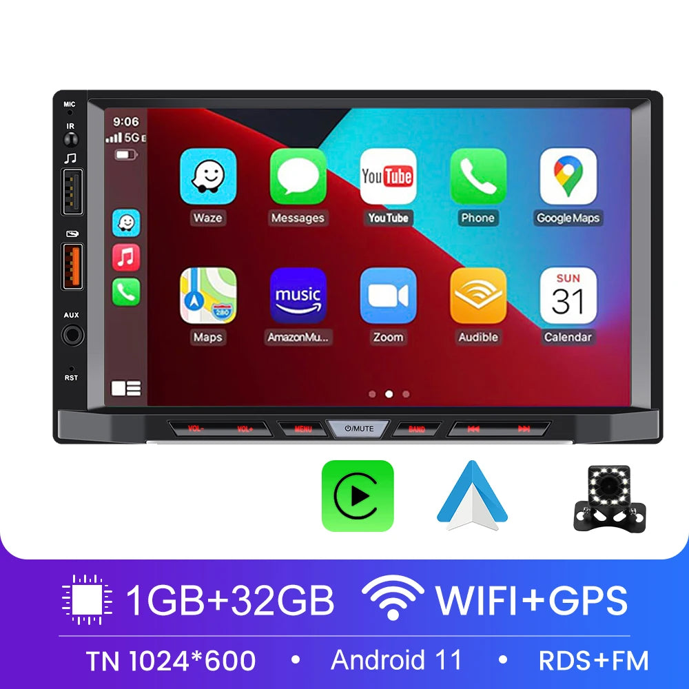 Car Radio 2 Din Android 11 Carplay Android Auto Car Stereo Multimedia Player Universal 7 Inch GPS Bluetooth RDS For VW Nissan