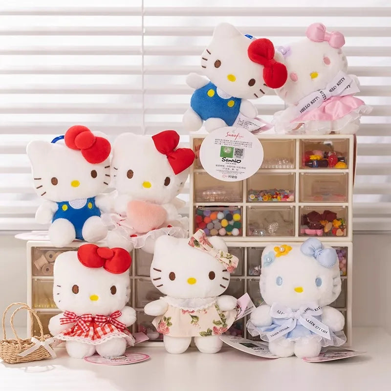 Genuine Sanrio Hello Kitty Cute Girl Keychain Car School bag Pendant Kids Plush Toys Keyring Plushier Birthday Thanksgiving Gift