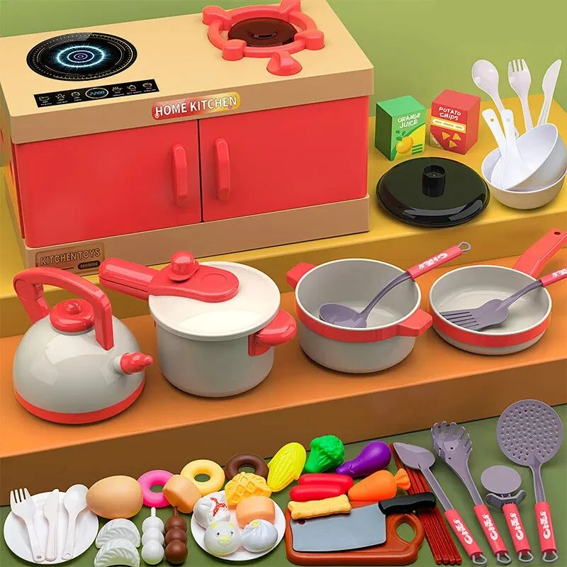 Clearance_Simulation Pretend Play House Kitchen Toy Girl Cooking Tableware Set Girl Simulation Cooking Tableware Set Gifts Toys