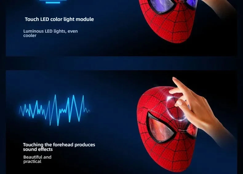 Marvel Spiderman Mask With Hard Face Shell & Magnetic Eyes Hero VenomScreen Printed Fabric 3d Webs Manual version Cos Gift