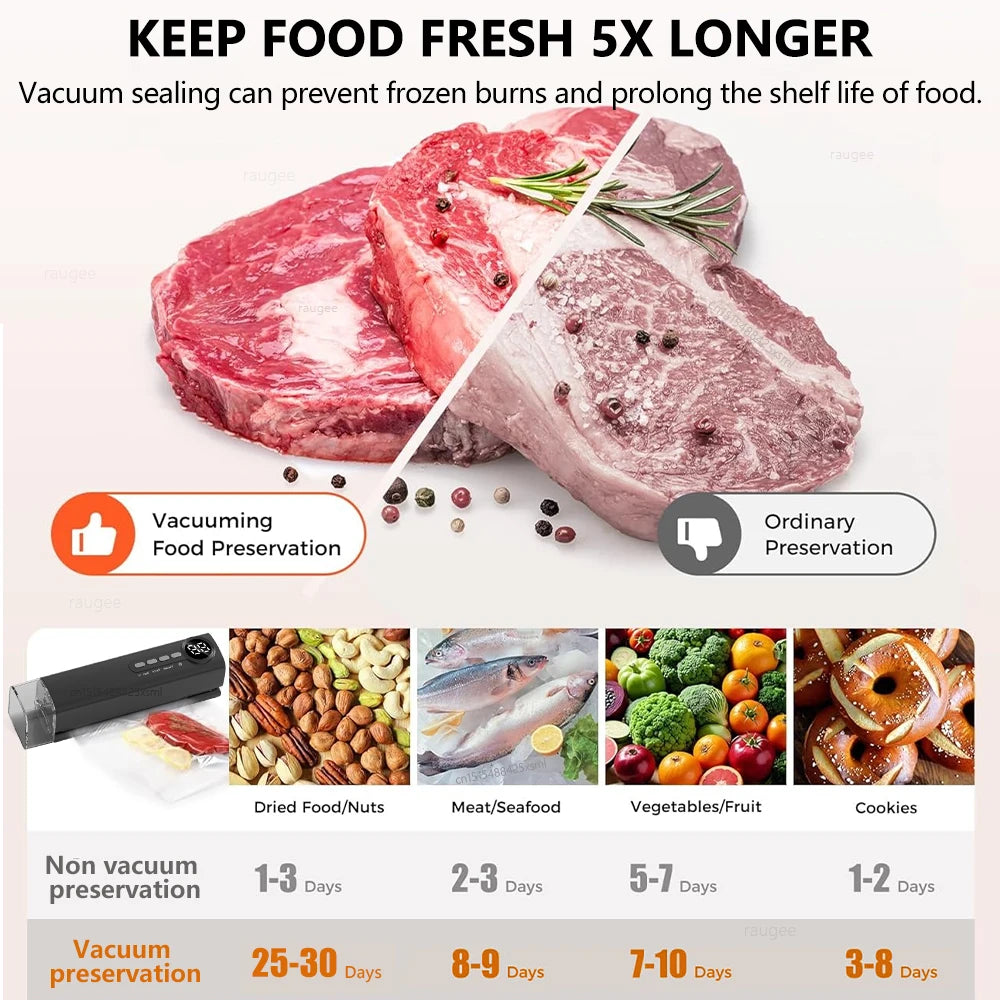 Vacuum Sealer Mini Wireless Food Vacuum Sealing Machine USB Rechargeable Automatic Plastic Bags Sealer For Household Use