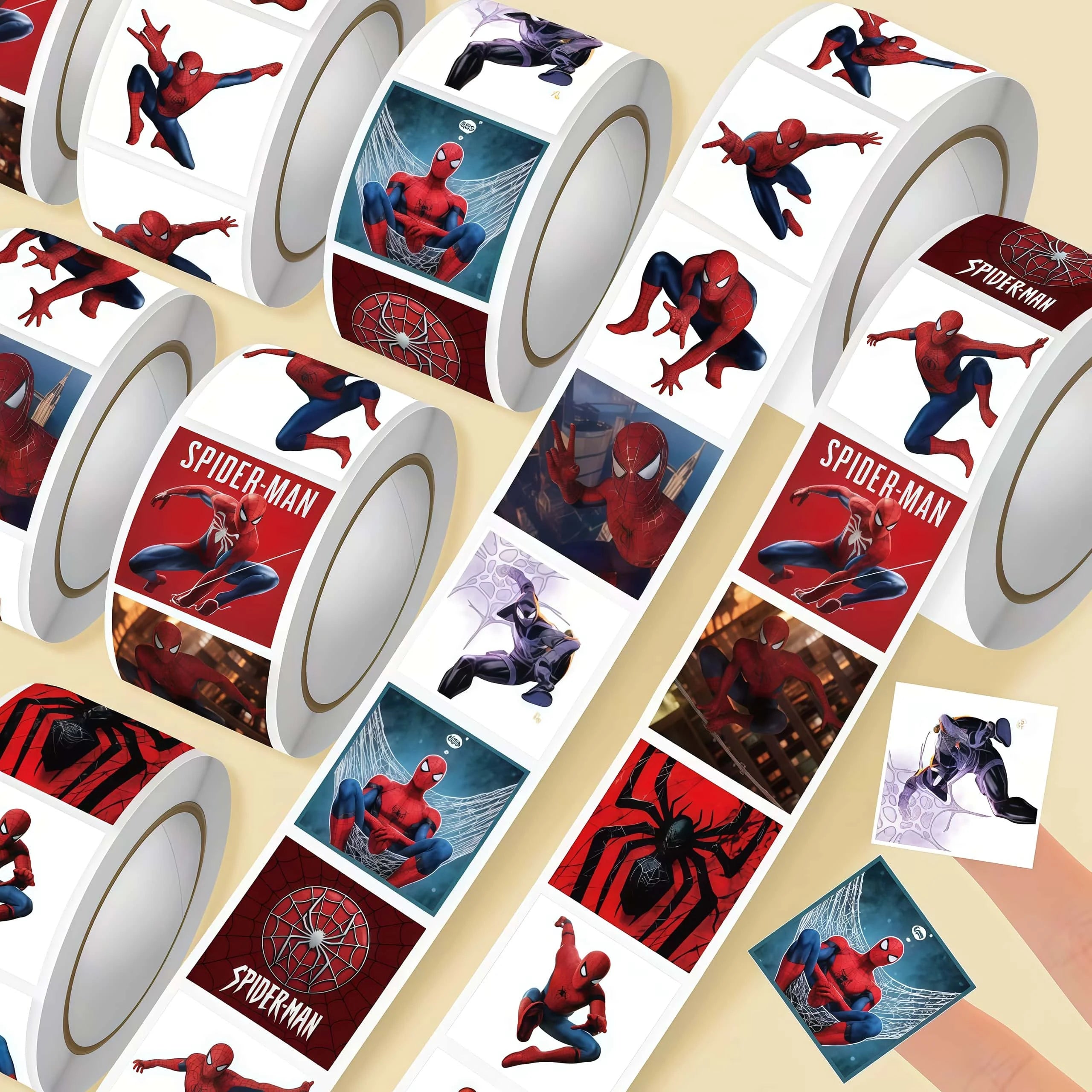500Pcs/Roll Spider - Man Stickers, Superhero Action Pose Decals for DIY, Journal & Gift Embellishment