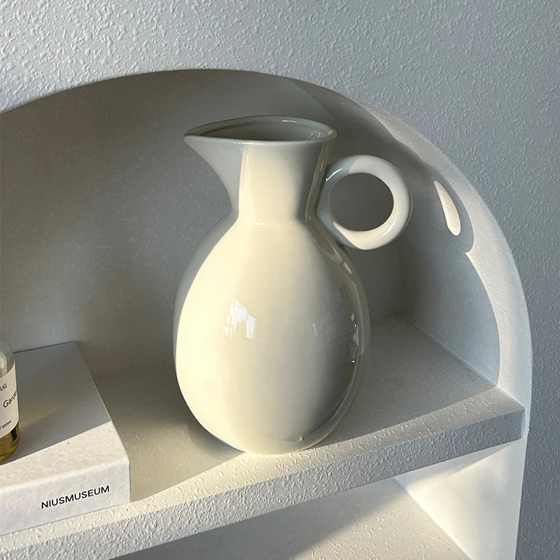 Vintage White Ceramic Vase Flowers Dining Table Wedding Living Room Flowers Bottle Aesthetic Elegant Ornaments Vases Home Decor