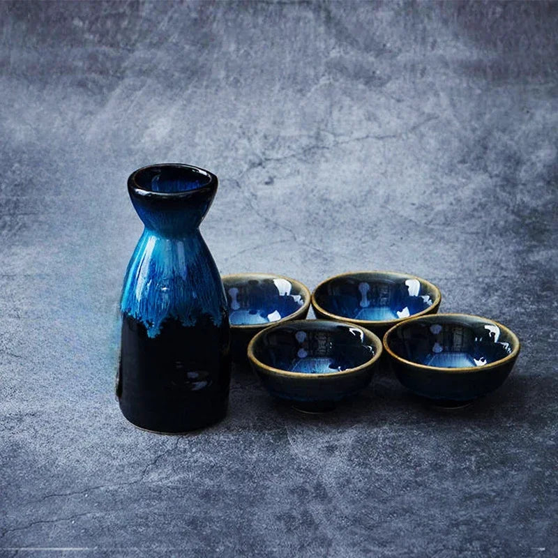 Japanese Bar Sets Ceramic 1 Pot 4 Cups Wine Sets Vintage Liquor Mug Separator Kitchen Baijiu Tea Coffee Cup Tableware Gifts
