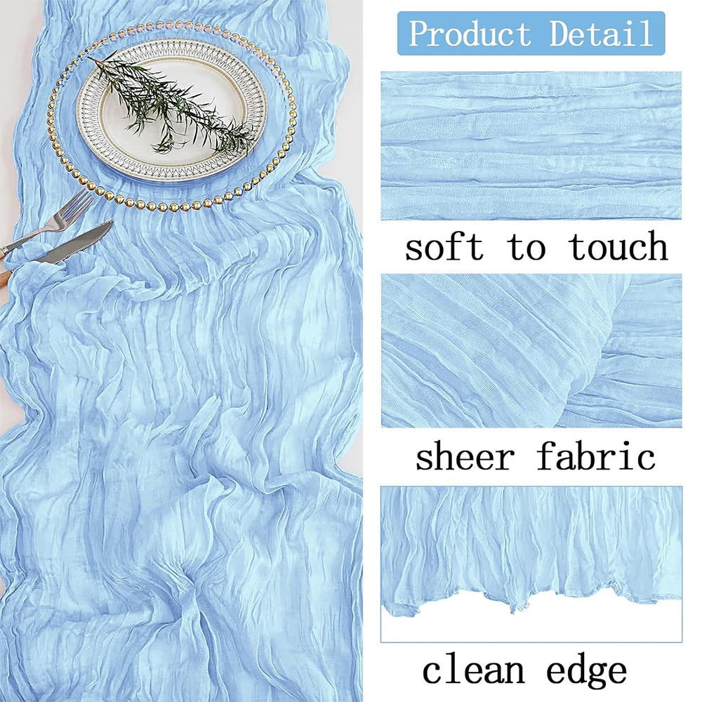 Christmas Green Red Burgundy Cheesecloth Table Runner Boho Rustic Gauze Terracotta Table Runner for Wedding Party Birthday Decor