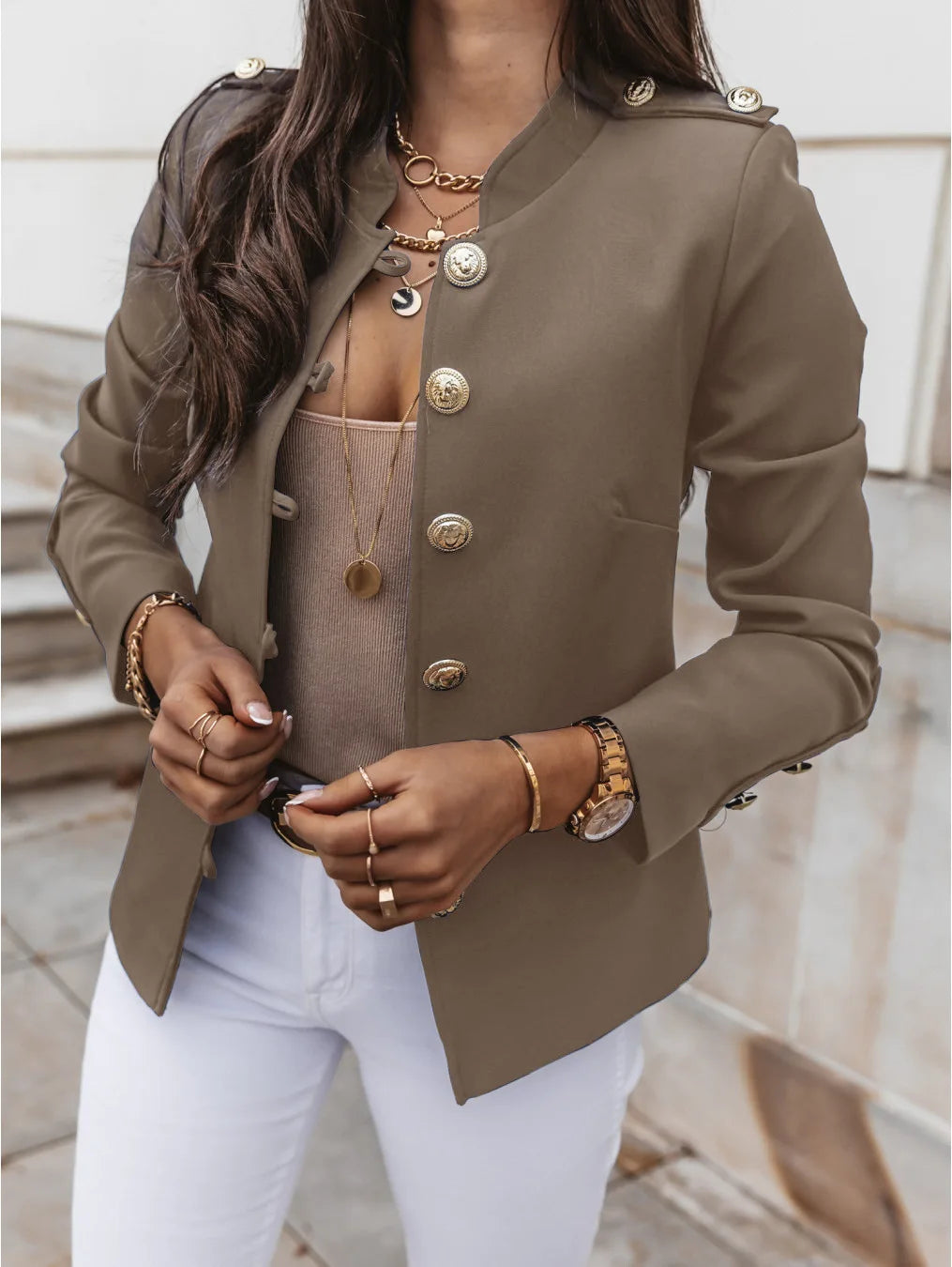 American New Fashion Women’s Solid Color Slim Single-breasted Casual Elegant Trendy Long Sleeve Suit Blazers Female Jacket Coats