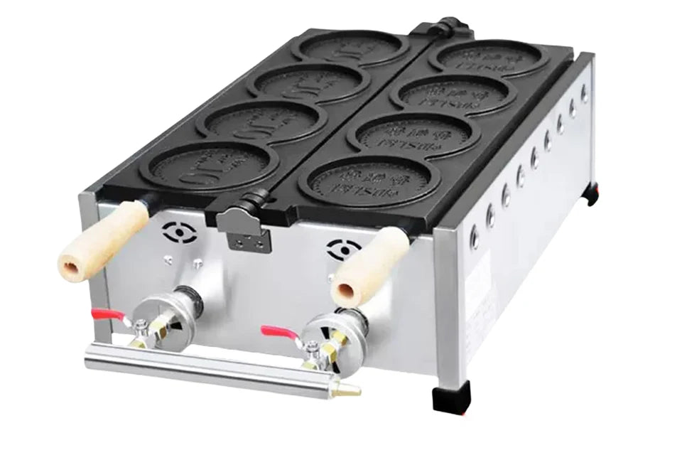 XEOLEO Commerical 4PCS Korean Coin Waffle Maker 3000W Non-stick Coating Gold Coin Bread Waffle Making Maker Electric/Gas