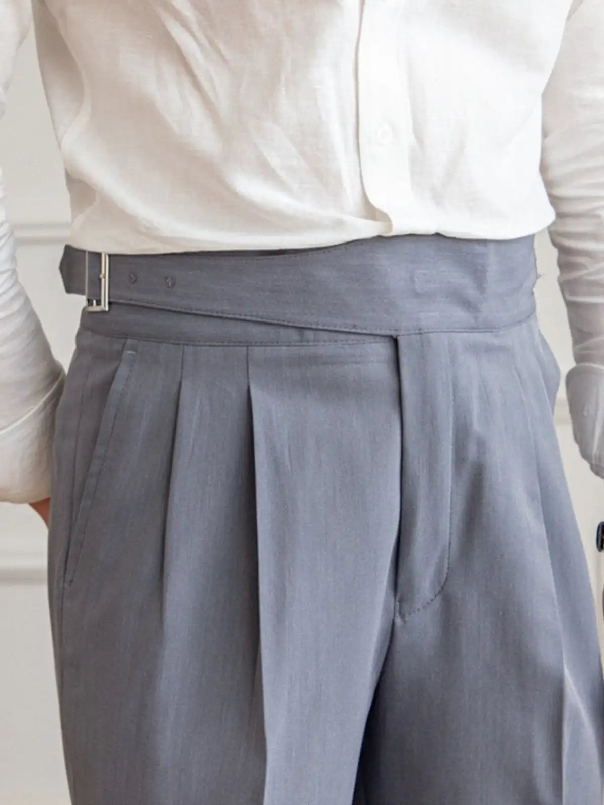 Naples Casual Business Attire Bottoms Men Slim Italian Gurkha Classic Trousers Comfortably Fit Your Curves Adjustable Waist