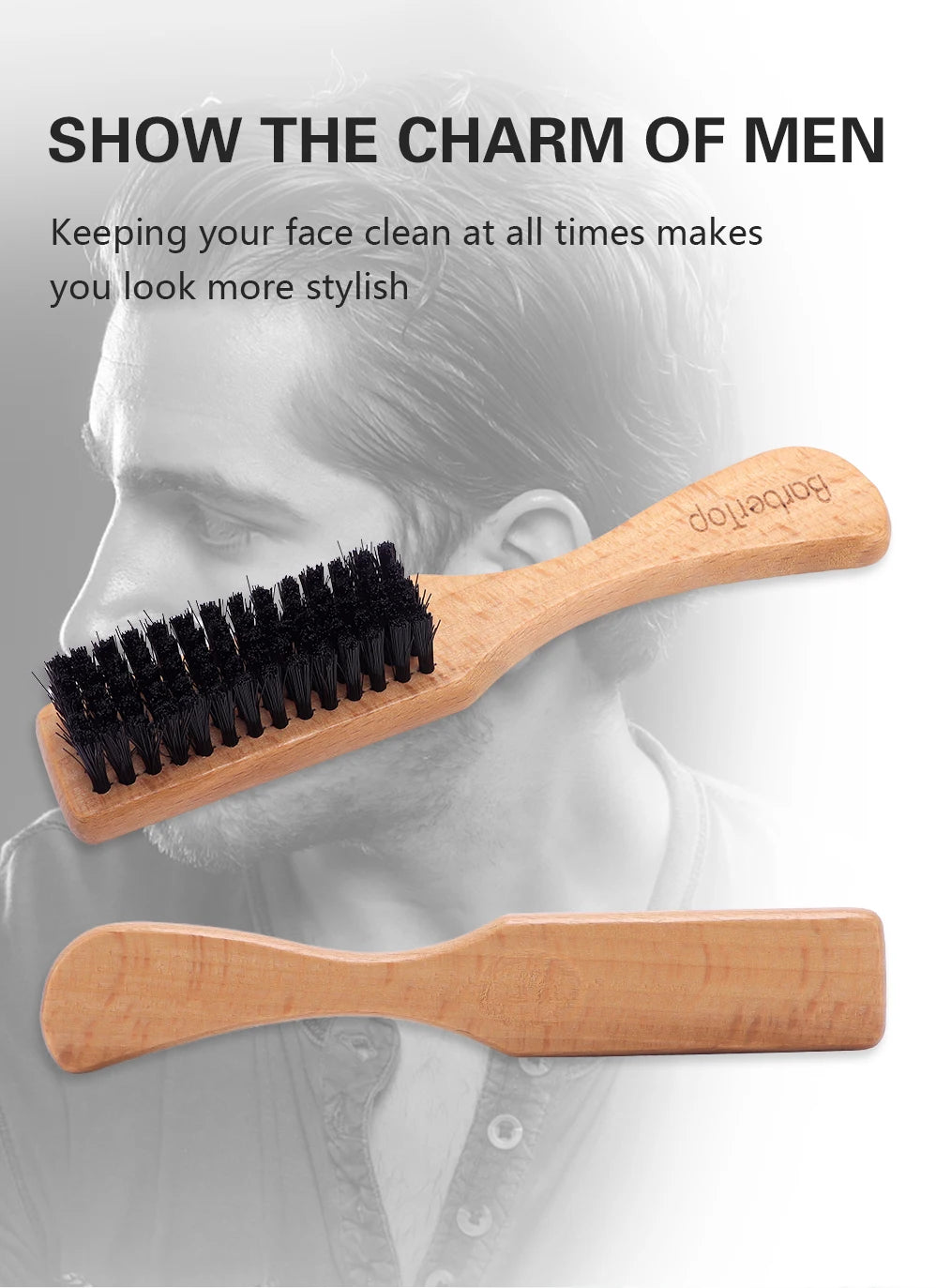 Brosse en bois Cou doux Visage Brosse à cheveux