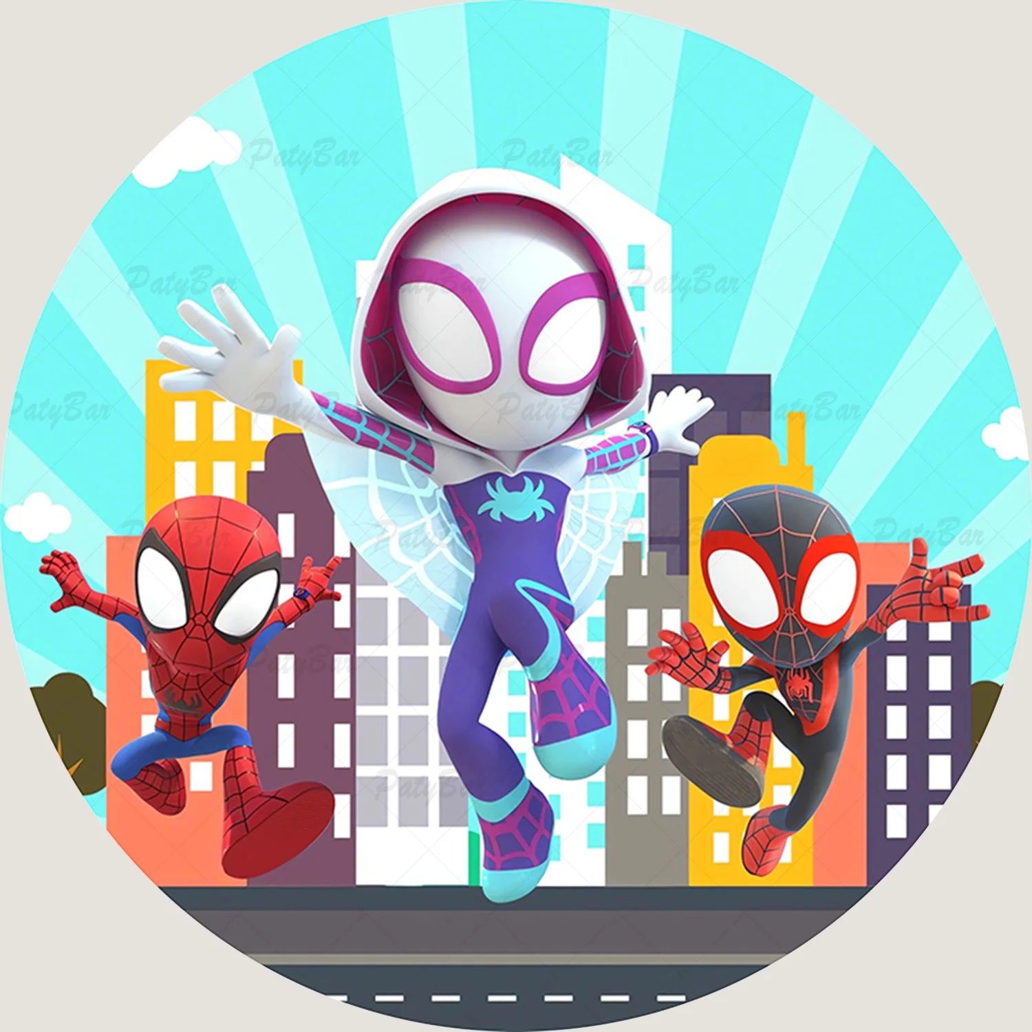 Round Spidey and Amazing Friends Background Kids Birthday Party Backdrop Spider Circle Banner Photography Studios Props