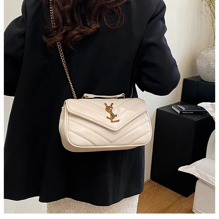 2025 Embroidered Quilted Chain Bag, Women's Luxury Crossbody Purse, Vintage Diamond Pattern Shoulder Bag with Stitching