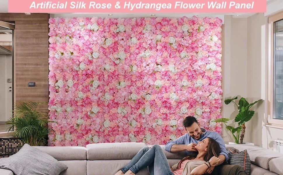 12PCS Artificial Flowers Roses Wall Panel 3D Flower Backdrop Faux Roses for Wall Party Wedding Bridal Shower Outdoor Decoration