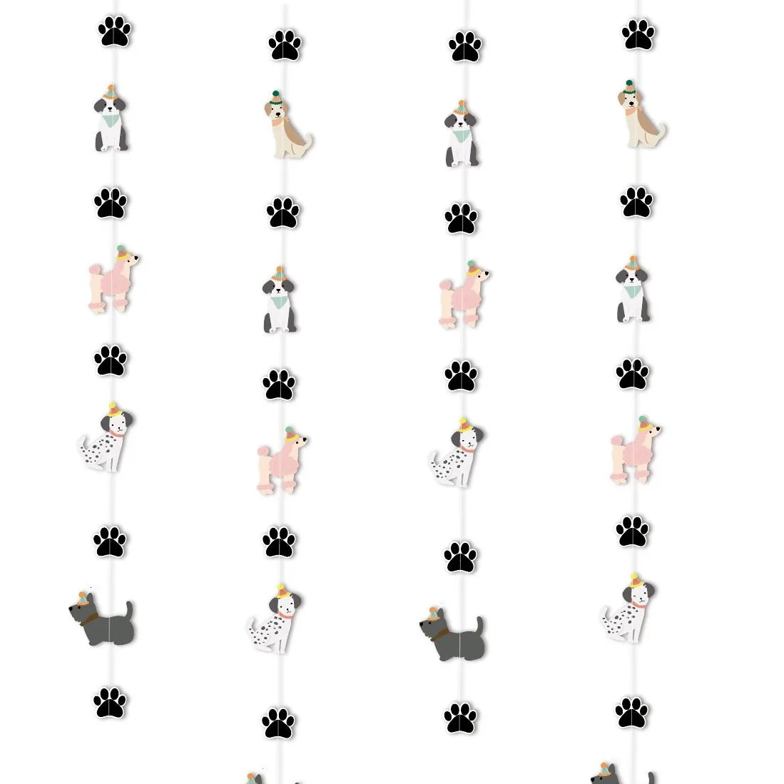 Pet Theme Decoration Cute Cartoon Dog Paw Print Garland Birthday Baby Shower Gift Giving Party Background Hanging Banner Prop