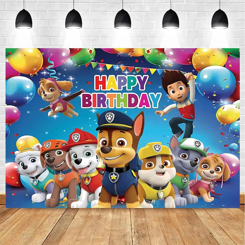 Paw Patrol Birthday Decoration Tableware Tablecloth Children Gift Candy Box Backdrop Dog Balloon Party Favors For Kids Birthday