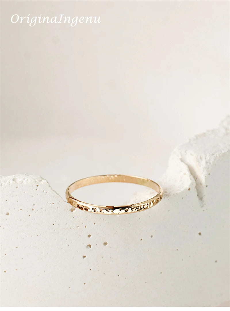 14K Gold Filled Hand Hammered Ring Handmade Band Ring Minimalism Jewelry Ring Dainty Boho waterproof Ring Tarnish Resistant Ring