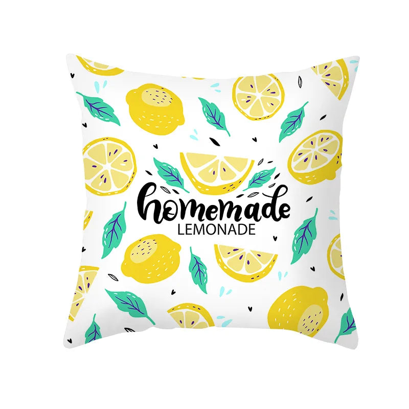 Yellow Lemon Pattern Cushion Cover Summer Decorative Pillow Covers Single Sided Printed Pillow Covers For Sofa Bedroom Office