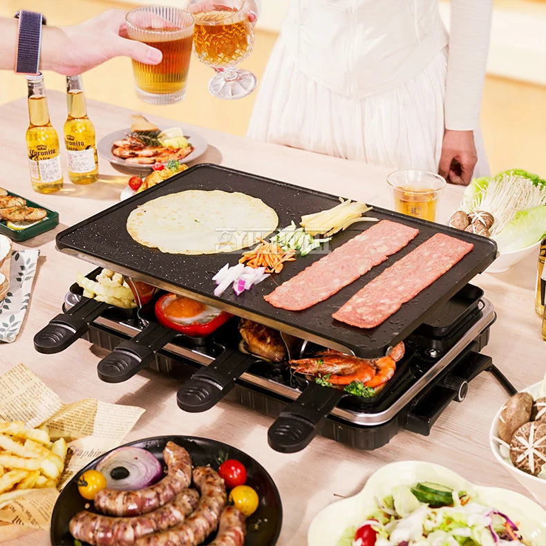 Double Layers Grill Household Electric Griddle Smokeless Non-stick Barbecue Pan Multifunctional Baking Pan