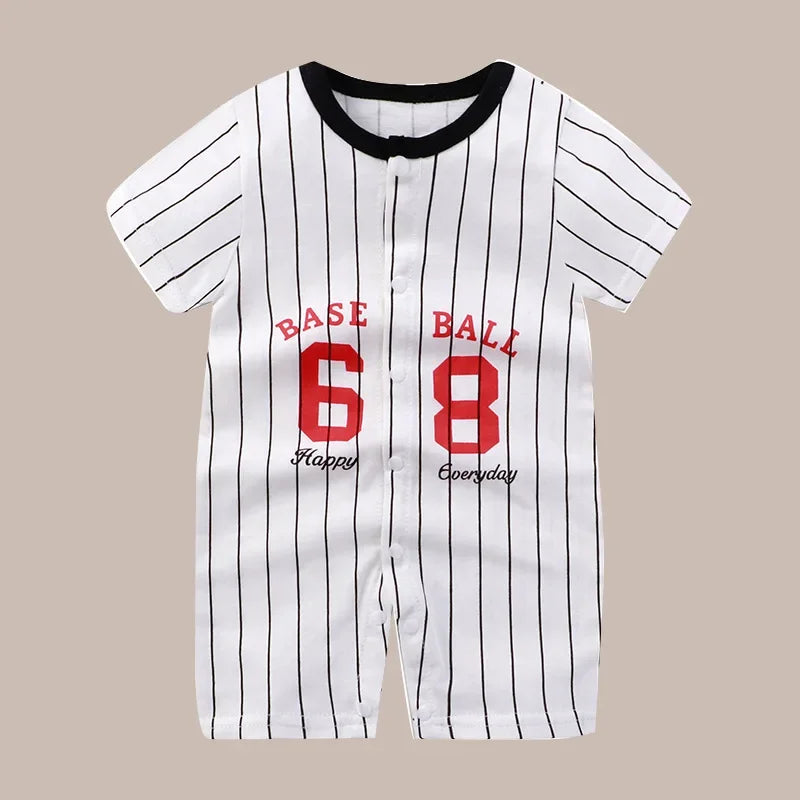 Summer Newborn Clothes Cute Cartoon Dinosaur Tiger Shark Lion Print Comfortable Baby Boys Girl 0-18Month Short Sleeved Jumpsuit