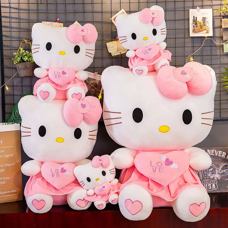 55cm Sanrio Hello Kitty Cat Plush Toys Cartoon KT Cat Plushie Doll Big Size Stuffed Anime Pillow Birthday Gifts For Kids Girls